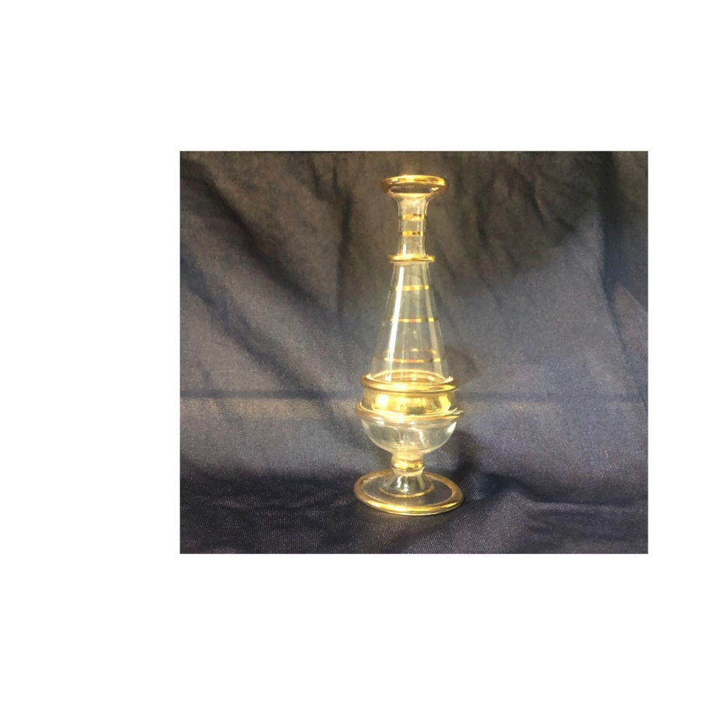 Mini Small Vase Glass Oil Dropper with Gold Trims